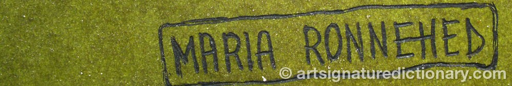 Authentic signature by Maria RONNEHED on artwork
