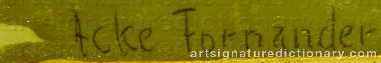 Authentic signature by Acke FORNANDER on Painting/Watercolour artwork