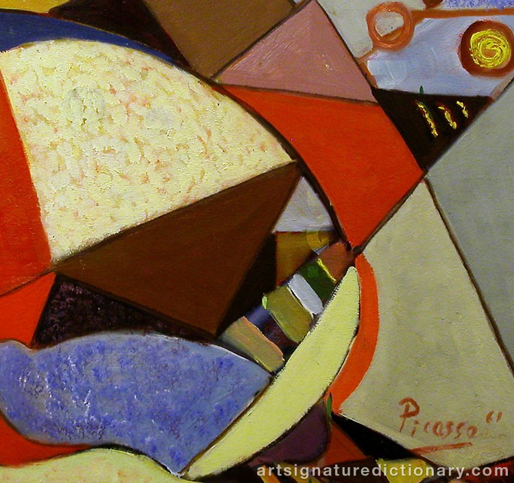 Close-up details showing Pablo PICASSO signature forgery characteristics
