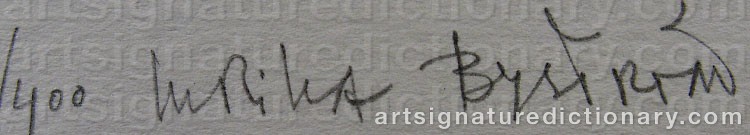 Authentic signature by Ulrika BYSTRÖM on  artwork