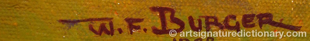 Authentic signature by Wilhelm Friedrich ‘Willy’ BURGER on  artwork