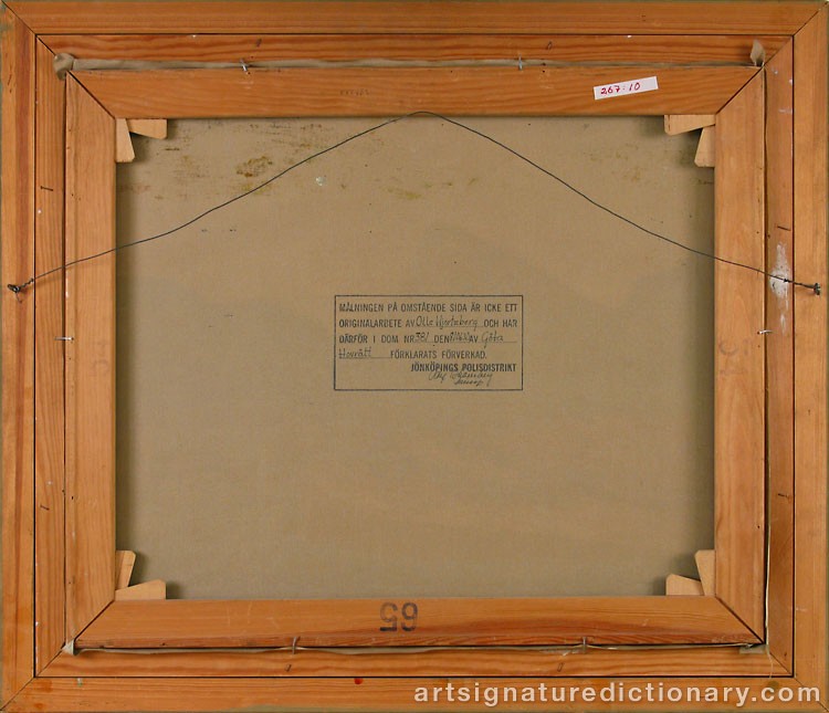 Close-up details showing Olle HJORTZBERG signature forgery characteristics