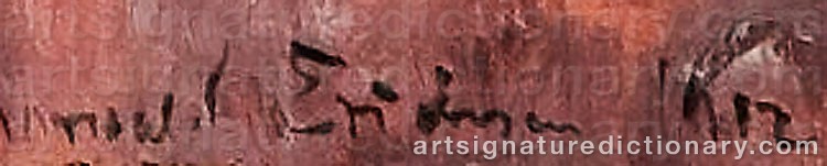 Authentic signature by Thorvald ERICHSEN on  artwork