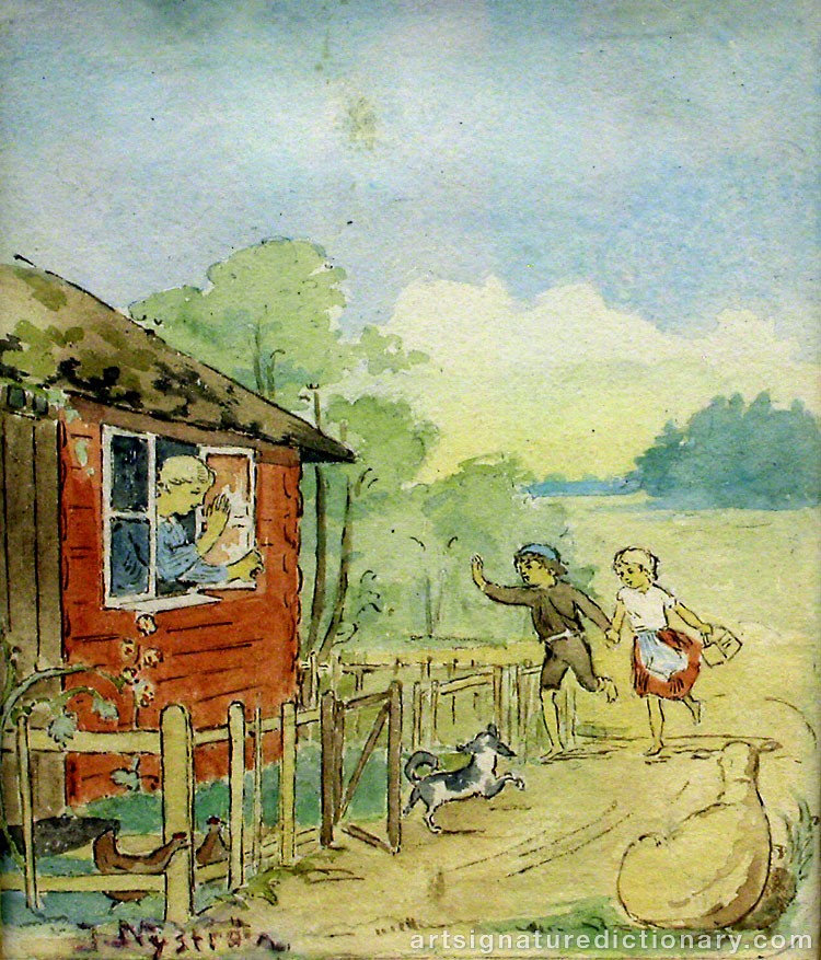 Close-up details showing Jenny NYSTRÖM signature forgery characteristics