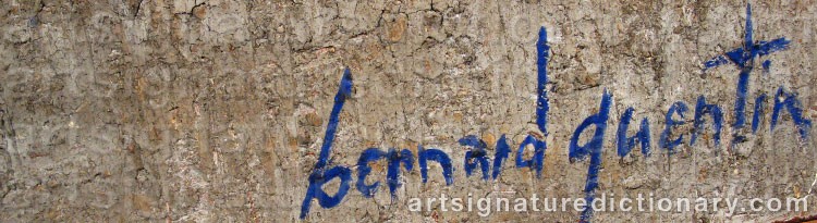 Authentic signature by Bernard QUENTIN on  artwork