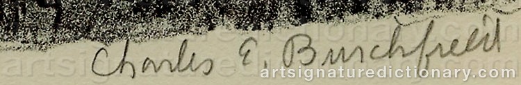 Authentic signature by Charles Ephraim BURCHFIELD on artwork