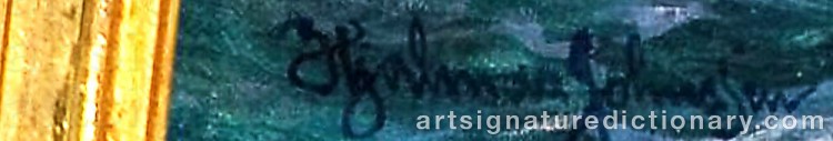 Authentic signature by Hjalmar JOHNSSEN on  artwork