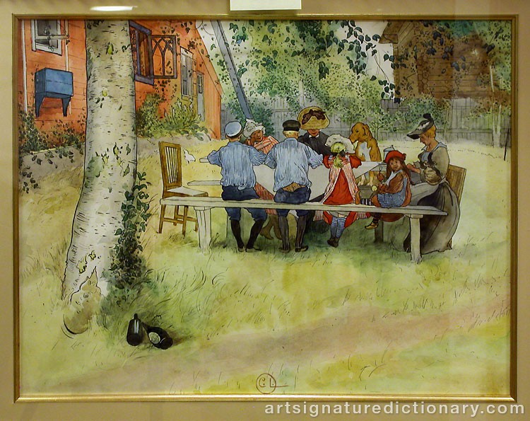 Close-up details showing Carl LARSSON signature forgery characteristics