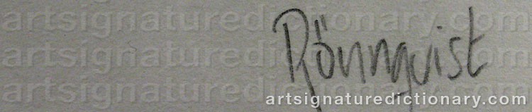 Authentic signature by Björn RÖNNQUIST on  artwork