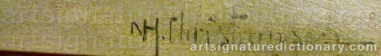 Authentic signature by Nils Hans CHRISTIANSEN on artwork