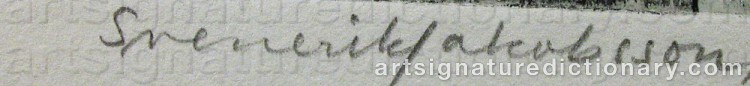 Authentic signature by Svenerik JAKOBSSON on Drawing/Graphic/Print artwork