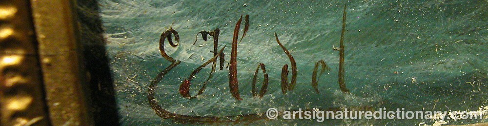 Authentic signature by Ernst The Elder HODEL on  artwork