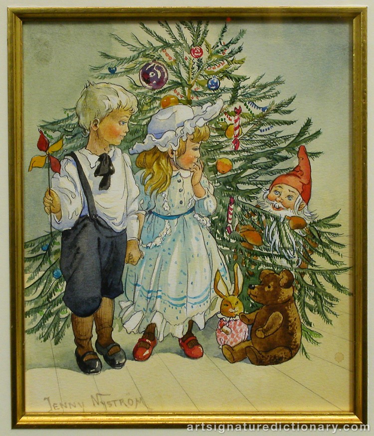 Close-up details showing Jenny NYSTRÖM signature forgery characteristics