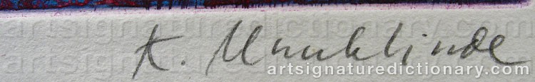 Authentic signature by Kristina MUNKLINDE on  artwork