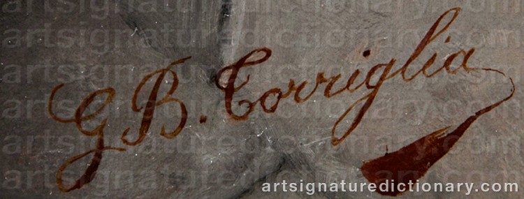 Authentic signature by Giovanni Battista TORRIGLIA on Painting/Watercolour artwork