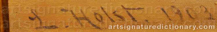 Authentic signature by Lauritz Bernhard HOLST on  artwork