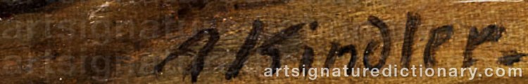 Authentic signature by Albert KINDLER on  artwork