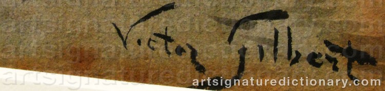 Authentic signature by Victor Gabriel GILBERT on Painting/Watercolour artwork