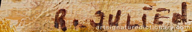 Authentic signature by R. JULIEN on  artwork
