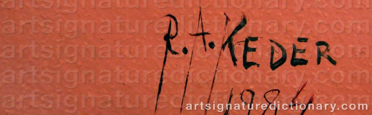 Authentic signature by Rida Angelo KEDER on  artwork