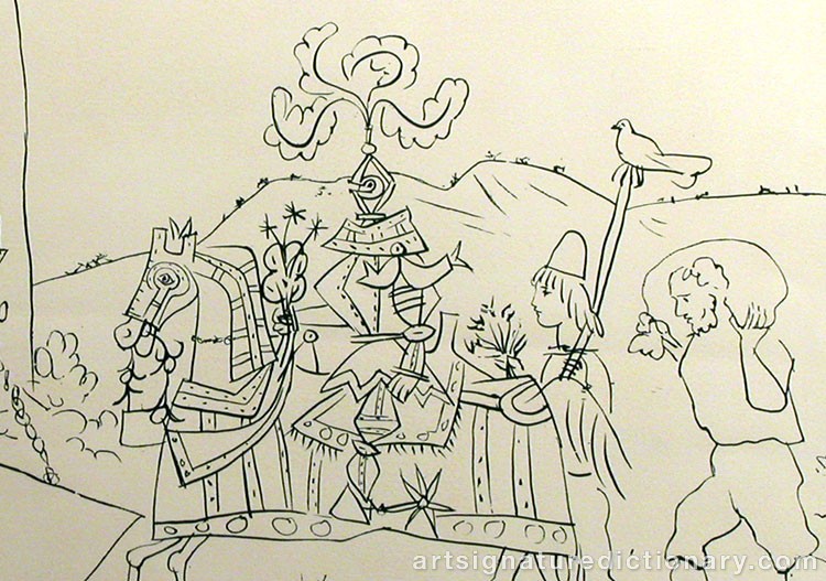 Close-up details showing Pablo PICASSO signature forgery characteristics