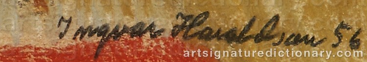 Authentic signature by Invgvar HARALDSSON on  artwork