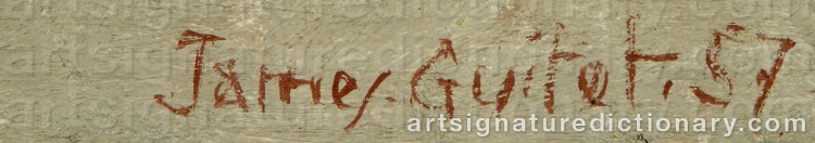 Authentic signature by James GUITET on Painting/Watercolour artwork
