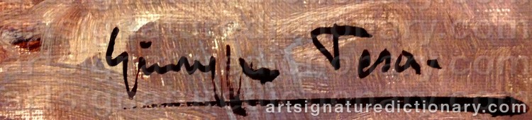 Authentic signature by Guiseppe TESA on Painting/Watercolour artwork