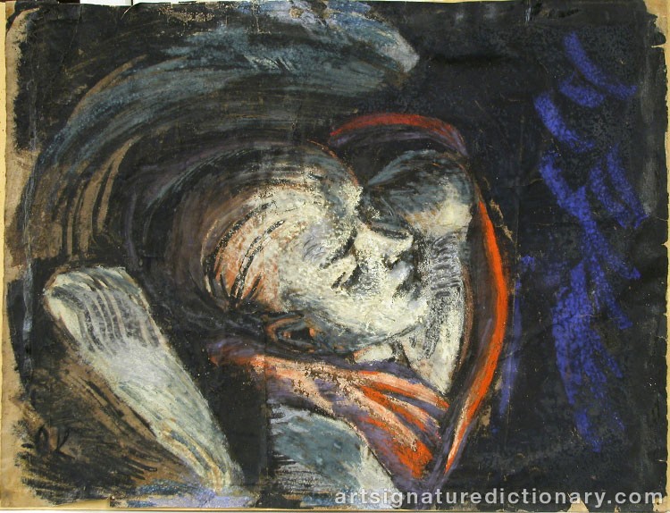 Close-up details showing Oskar KOKOSCHKA signature forgery characteristics