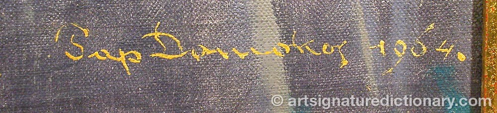 Authentic signature by Pap DOMOKOS on  artwork