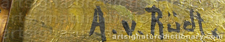 Authentic signature by August Von RÜDT on  artwork