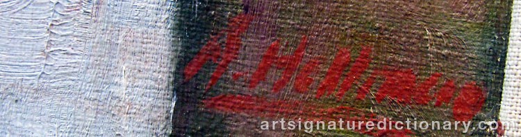 Authentic signature by Åke HELLMAN on  artwork