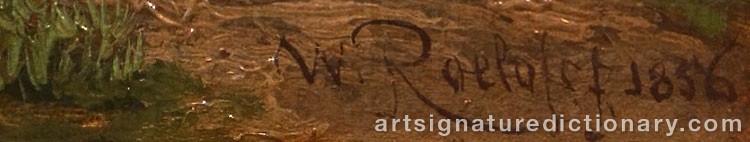 Authentic signature by Willem ROELOFS on artwork