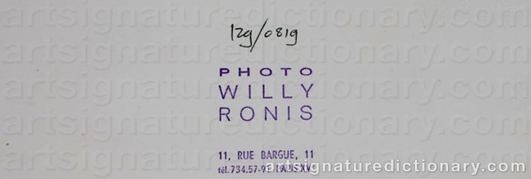 Authentic signature by Willy RONIS on  artwork