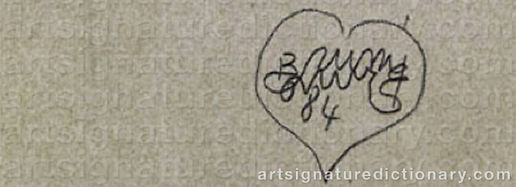 Authentic signature by Bruno BRUNI on  artwork