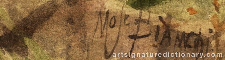 Authentic signature by Mosè Di Giosuè BIANCHI on  artwork