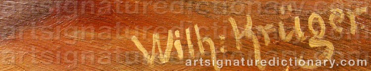 Authentic signature by Wilhelm KRÜGER on artwork