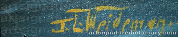 Authentic signature by J. L. WEIDEMAN on  artwork