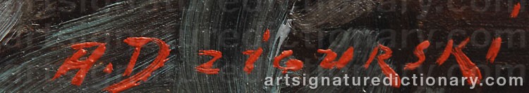 Authentic signature by Alexander DZIGURSKI on Painting/Watercolour artwork