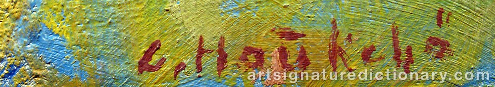 Authentic signature by Gunnar HAUKEBO on artwork
