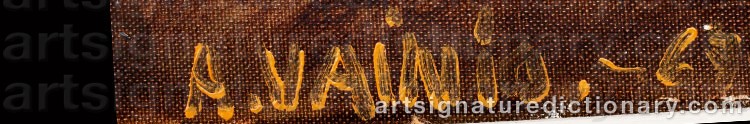 Authentic signature by Armas VAINIO on  artwork