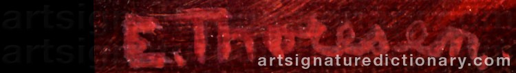 Authentic signature by Else THORESEN on artwork