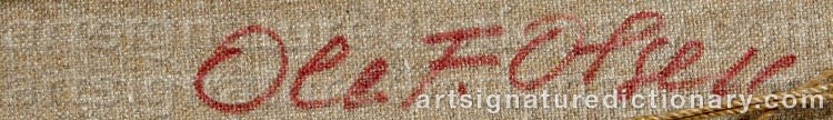 Authentic signature by Ole Frederik OLSEN on  artwork