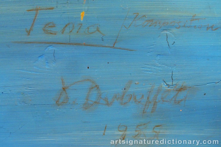 Close-up details showing Jean DUBUFFET signature forgery characteristics