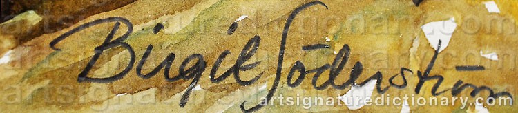 Authentic signature by Birgit SÖDERSTRÖM on  artwork