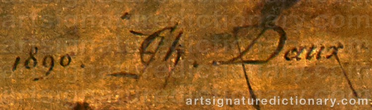 Authentic signature by Charles Edmond DAUX on  artwork