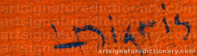 Authentic signature by Leonard DIGRIS on Painting/Watercolour artwork