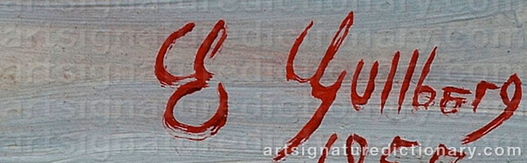 Authentic signature by Ernst GULLBERG on  artwork