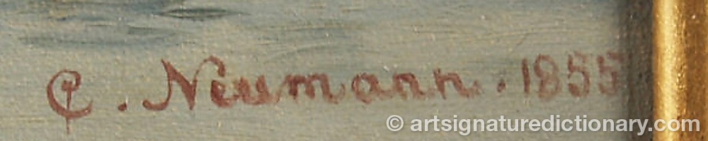 Authentic signature by Carl Johan NEUMANN on  artwork