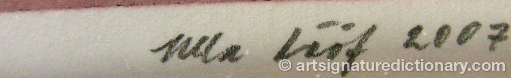 Authentic signature by Ulla LÖÖF on  artwork